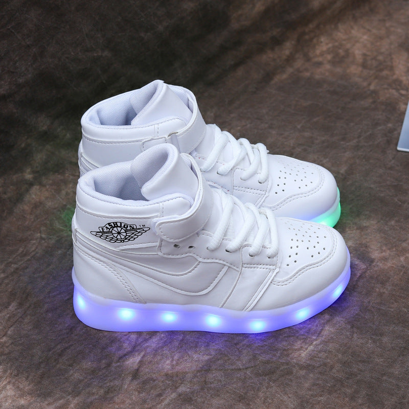 flowersverse USB Charging Light Shoes Led Shuffle Dance Shoes Luminous Children Boys Girls AJ Student Leisure Sneaker Tide