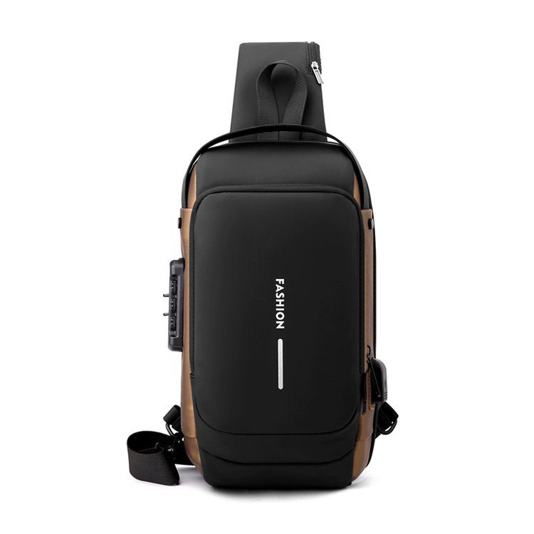 FLOWERSVERSE New Chest Bag Men's Backpack USB Charging Backpack Shoulder Chest Bag Commuter Backpack Waterproof Crossbody Chest Bag