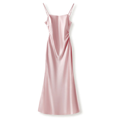 Fujia daughter  summer new celebrity high-end acetic acid dress fashion temperament suspender skirt LZ824