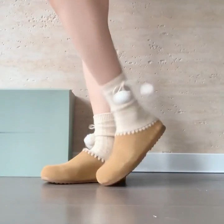 2025  Thick-bottomed Birkenstock fluffy slippers for women's popular winter wear to increase the height of casual cotton half drag