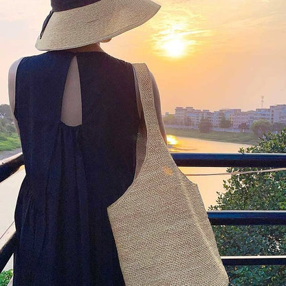 FLOWERSVERSE  Raffia Hand-Woven Bag Ins  Retro One-Shoulder Hand Straw Bag Vacation Beach Bag Women
