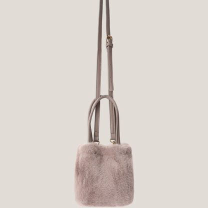 FLOWERSVERSE 2025 Winter girls bag plush bucket bag Korean version fluffy high-end portable shoulder bag crossbody fluff bag versatile