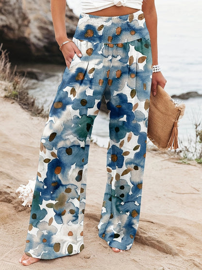 FLOWERSVERSE  European and American Spring and Summer  Cross-Border New Arrival Four Seasons Leisure Wide Leg Pants Printed Popular Loose Trousers for Women