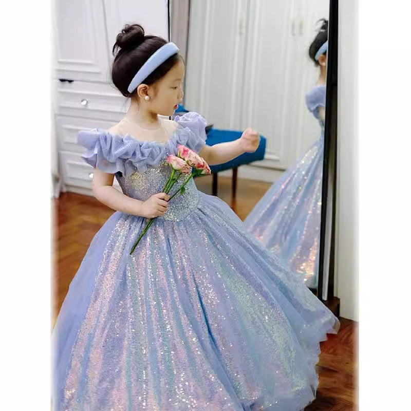 flowersverse Children's Day Host's Dress Girls' Dress Light Luxury Minority High-End Birthday Princess Dress 61