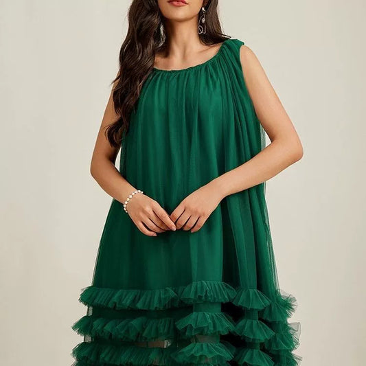 flowersverse Casual Sleeveless Round Neck Dress