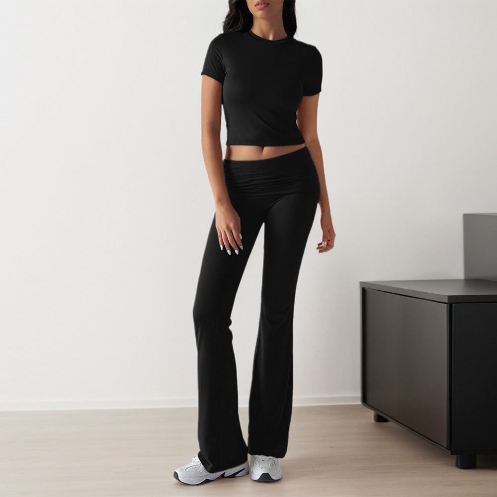 FLOWERSVERSE 2025 2025 spring and summer new  New explosion casual fashion suit solid color versatile short-sleeved trousers two-piece set