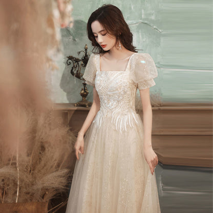 dress women's 2025 spring and summer new fairy temperament girlfriends dress short-sleeved host banquet evening dress