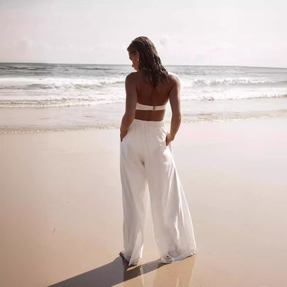 FLOWERSVERSE  Source  Cross-Border European and American Spring and Summer Thin Ins Super Hot All-Match Loose Wide Leg Casual Trousers Women