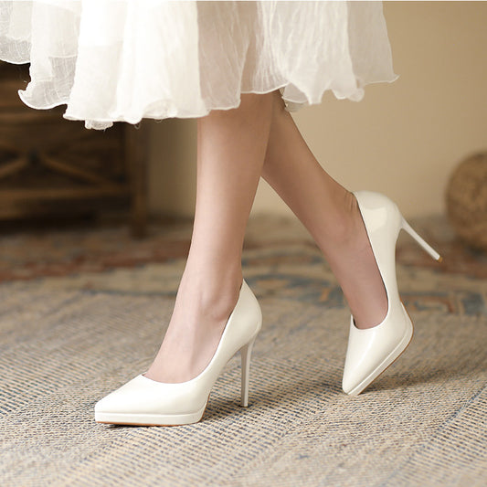 2025 1088A cheongsam model catwalk high heels women's pointed waterproof table 10.5CM thin heel shallow mouth temperament women's single shoes