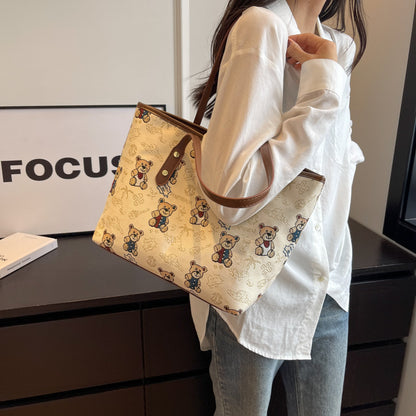 FLOWERSVERSE  Processing Customized Large Capacity Bag Female  New Simple and Versatile Shoulder Bag Texture Class Commuter Tote