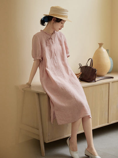 Cotton and linen women's dress, dyed improved cheongsam women's summer 2023 new skirt 230111