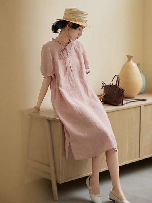 Cotton and linen women's dress, dyed improved cheongsam women's summer 2023 new skirt 230111