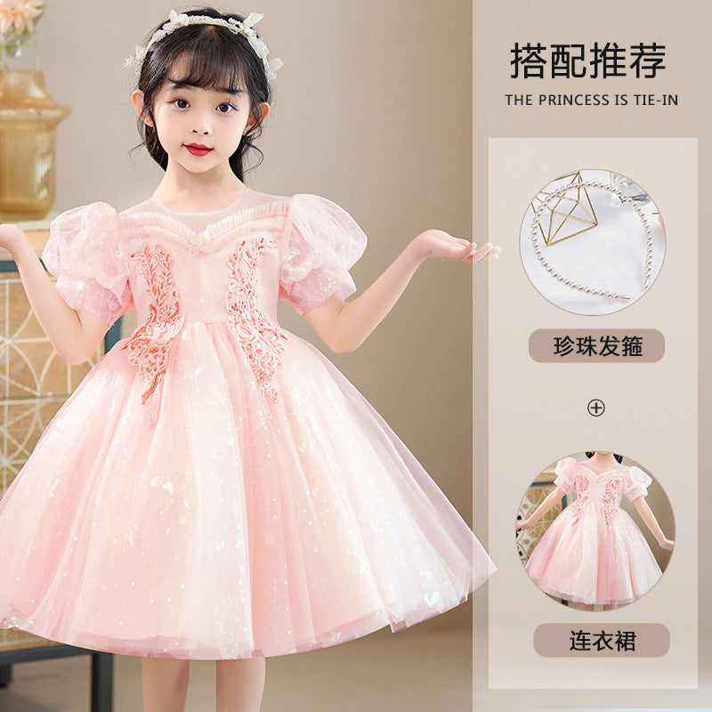 flowersverse Girls' Princess Dress  Summer New Children's Dress Baby Western Style Festival Performance Children's Clothing Dress Wholesale