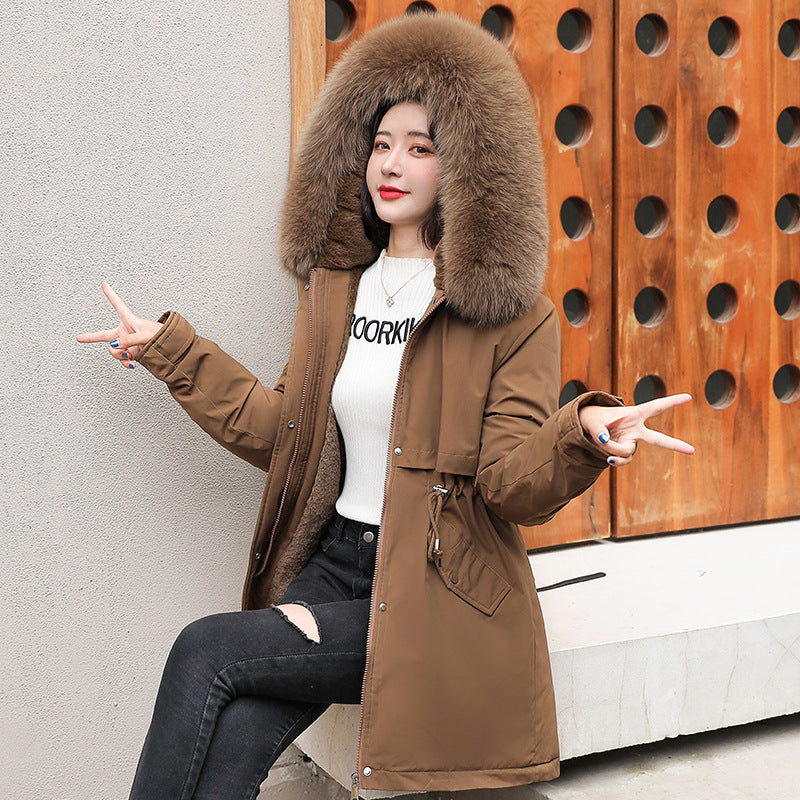 Pie Overcomes 2024 New Medium and Long Temperament Padded Jacket Padded Jacket Small Man Winter Fleece Thickened Large Size Padded Jacket Women