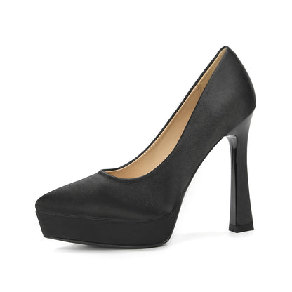 2025 105-3 temperament satin suede high heels are not tired feet pointed thin heels super high heels sexy waterproof table shoes