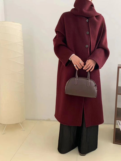 2025 Yak velvet mulberry silk wool single-row multi-button scarf, shoulder-length sleeves, double-sided woolen cashmere coat, no vest.