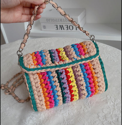FLOWERSVERSE  Xuan Ya Hand-Woven Women's Handbag Color Bag Women's Crossbody Chain Bag Cross-Border Handbag