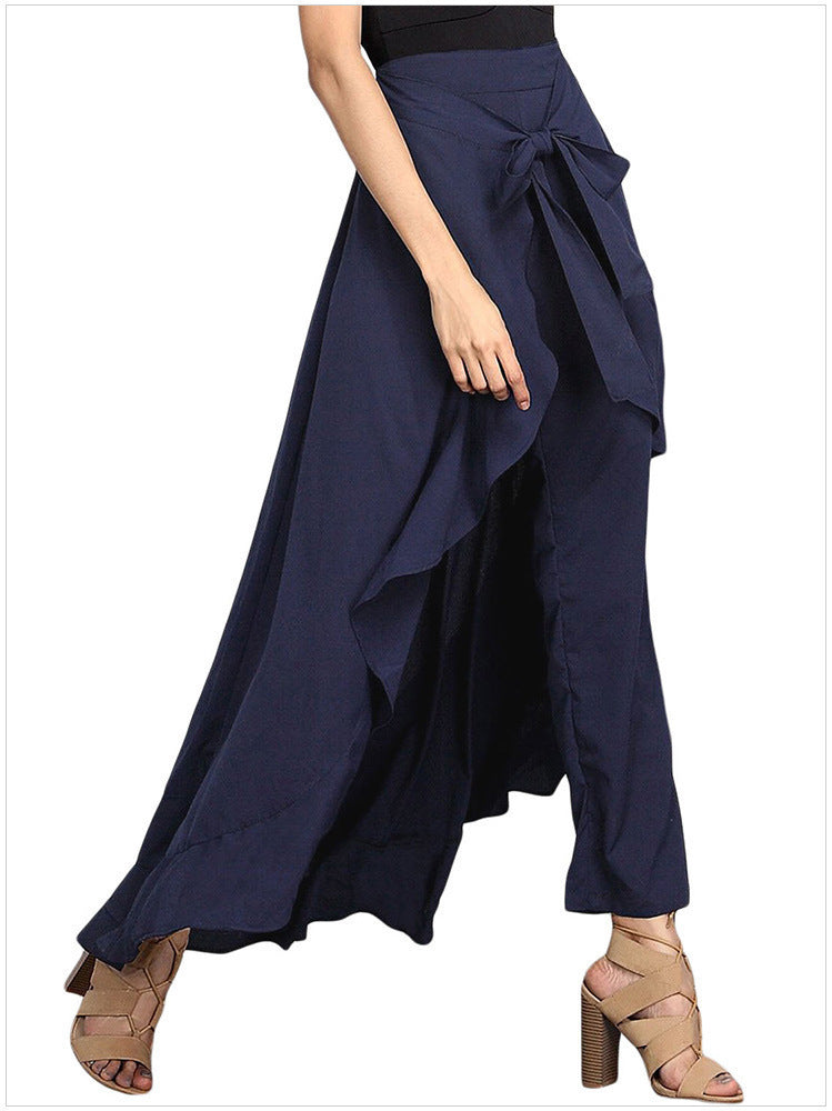 FLOWERSVERSE  Cross-Border  Women's Foreign Trade European and American plus Size High Waist Wide Leg Pants Autumn New High Waist Trousers Chiffon Pants