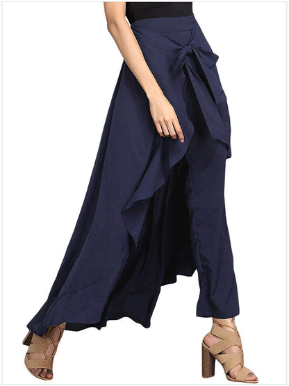 FLOWERSVERSE  Cross-Border  Women's Foreign Trade European and American plus Size High Waist Wide Leg Pants Autumn New High Waist Trousers Chiffon Pants