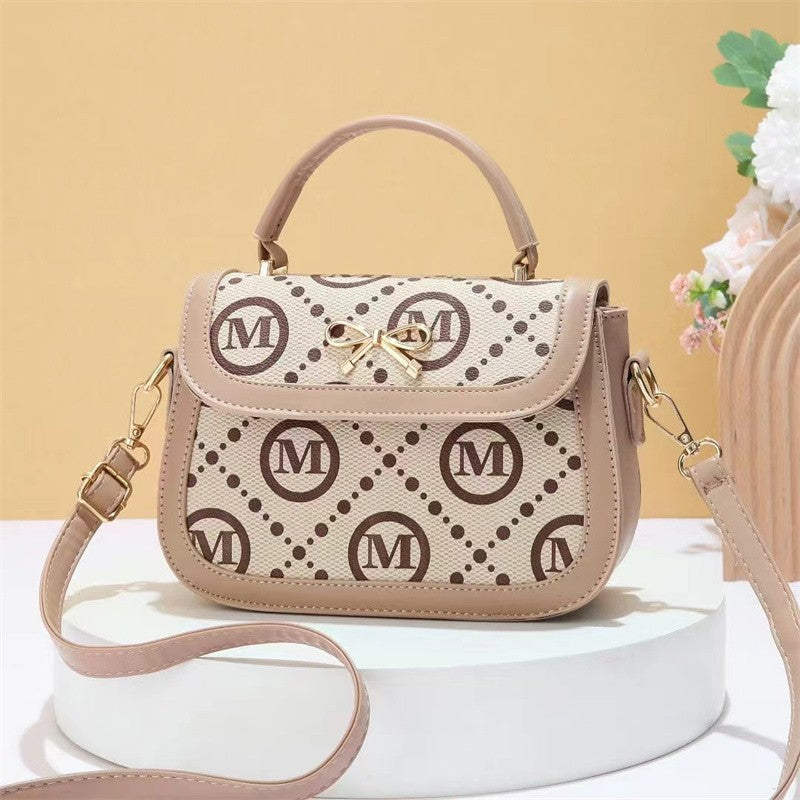 2025 Handbag bag new printed high-end women's handbag light luxury texture saddle bag contrasting color versatile messenger bag