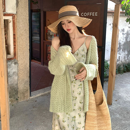 2025 Thirteen Lines  Spring New Korean Version Hollow Knitted Cardigan Versatile Sunscreen Blouse 25151