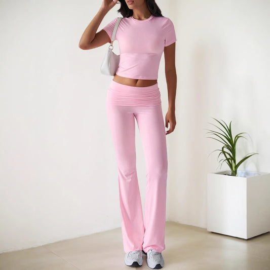 FLOWERSVERSE 2025 2025 spring and summer new  New explosion casual fashion suit solid color versatile short-sleeved trousers two-piece set