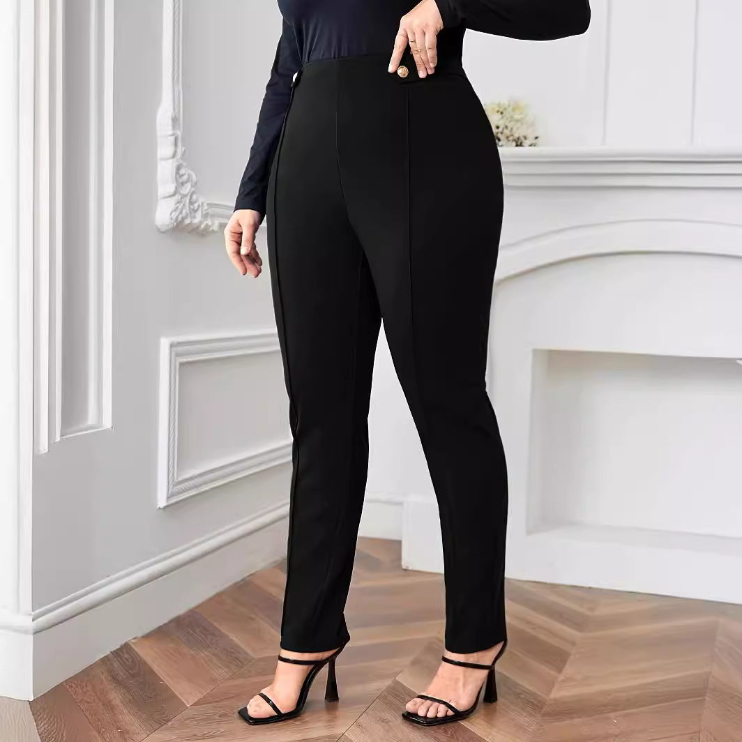 FLOWERSVERSE  New  Independent Station  European and American Slim Solid Color Trousers Skinny Pants plus Size Casual Women's Pants