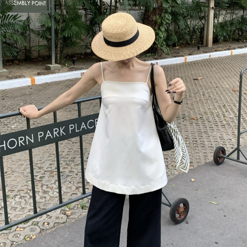 2025 spring and summer new thin temperament versatile design solid color thin suspender small vest women 89273