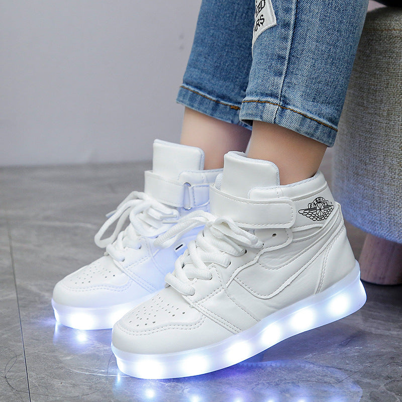 flowersverse USB Charging Light Shoes Led Shuffle Dance Shoes Luminous Children Boys Girls AJ Student Leisure Sneaker Tide