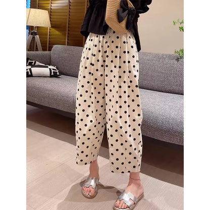 Summer pants thin women's  new popular polka dot Harlan radish pants loose and versatile casual nine-point pants