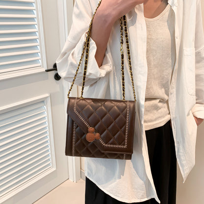 FLOWERSVERSE  New Women's Square Shoulder Bag Elegant Korean Style Messenger Bag Women's Bag Chain All-Match Diamond Quilted Handbag