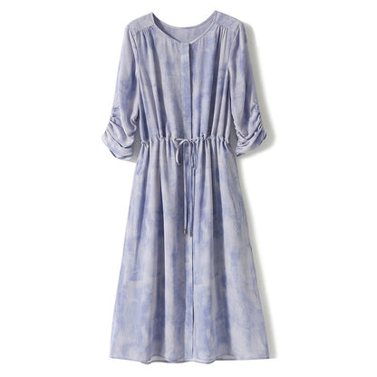 2025 "Sky City" Double Crepe Mulberry Silk, Gentle Wind Silk Dress Pleated Skirt Medium and Long Summer Women's Clothing