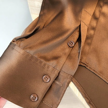 2025 Chocolate silk shirt heavy 23 mmi  summer Hangzhou four-season green women's shirt long-sleeved top