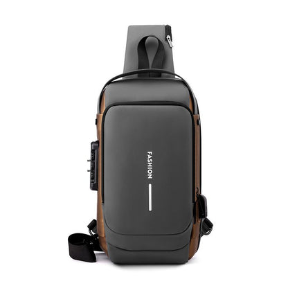 FLOWERSVERSE New Chest Bag Men's Backpack USB Charging Backpack Shoulder Chest Bag Commuter Backpack Waterproof Crossbody Chest Bag