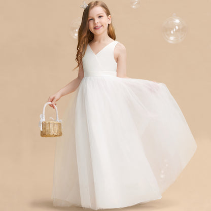 flowersverse New Girls' Dress Children and Teens Princess Dress Bow Dress Girl Costume for Piano Performance Dress