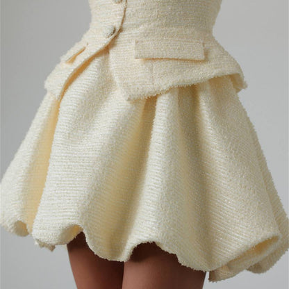 Popularan beautiful women's fashion style high-end cardigan small fragrant wind bud skirt set short skirt elegant and dignified women's suit