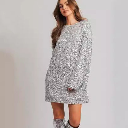 FLOWERSVERSE popular spring and summer new New Popular trade women's clothing  wish mid-skirt slanted shoulder bead dress dress dress dress