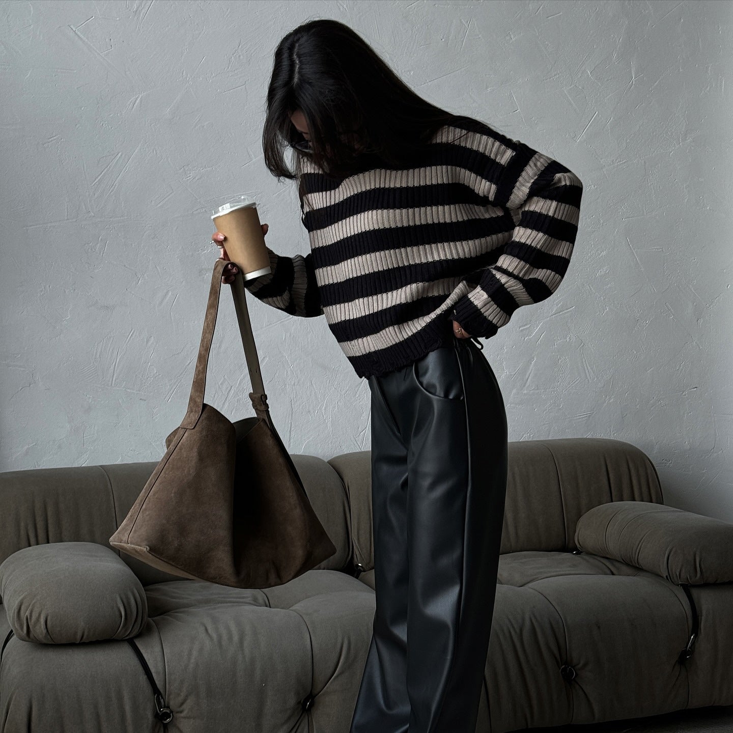 New autumn new product turtleneck striped sweater temperament round neck pullover n sweater women's new knitted women