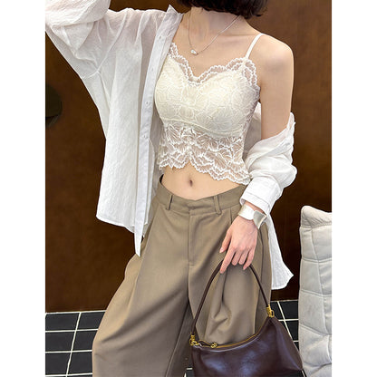 2025  Spring New Butterfly Light Luxury Lace Suspender Beauty Back Strap Chest Pad Anti-light Underwear Vest 3065