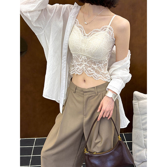 2025  Spring New Butterfly Light Luxury Lace Suspender Beauty Back Strap Chest Pad Anti-light Underwear Vest 3065