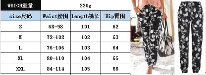 FLOWERSVERSE  Women's Summer New Women's Fashion High Waist Print Leisure Tappered Slim Thin Trousers 9620a
