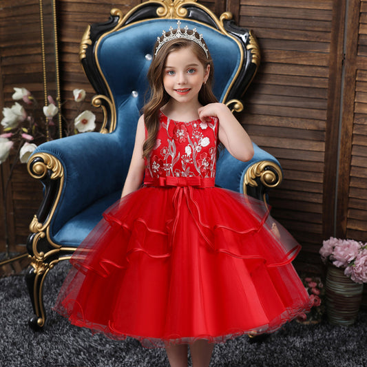 flowersverse Cross-Border New Arrival Children's Dress Princess Dress Flower Girl Wedding Dress Evening Dress for Girls Tulle Tutu Dress Special Offer Drainage Style