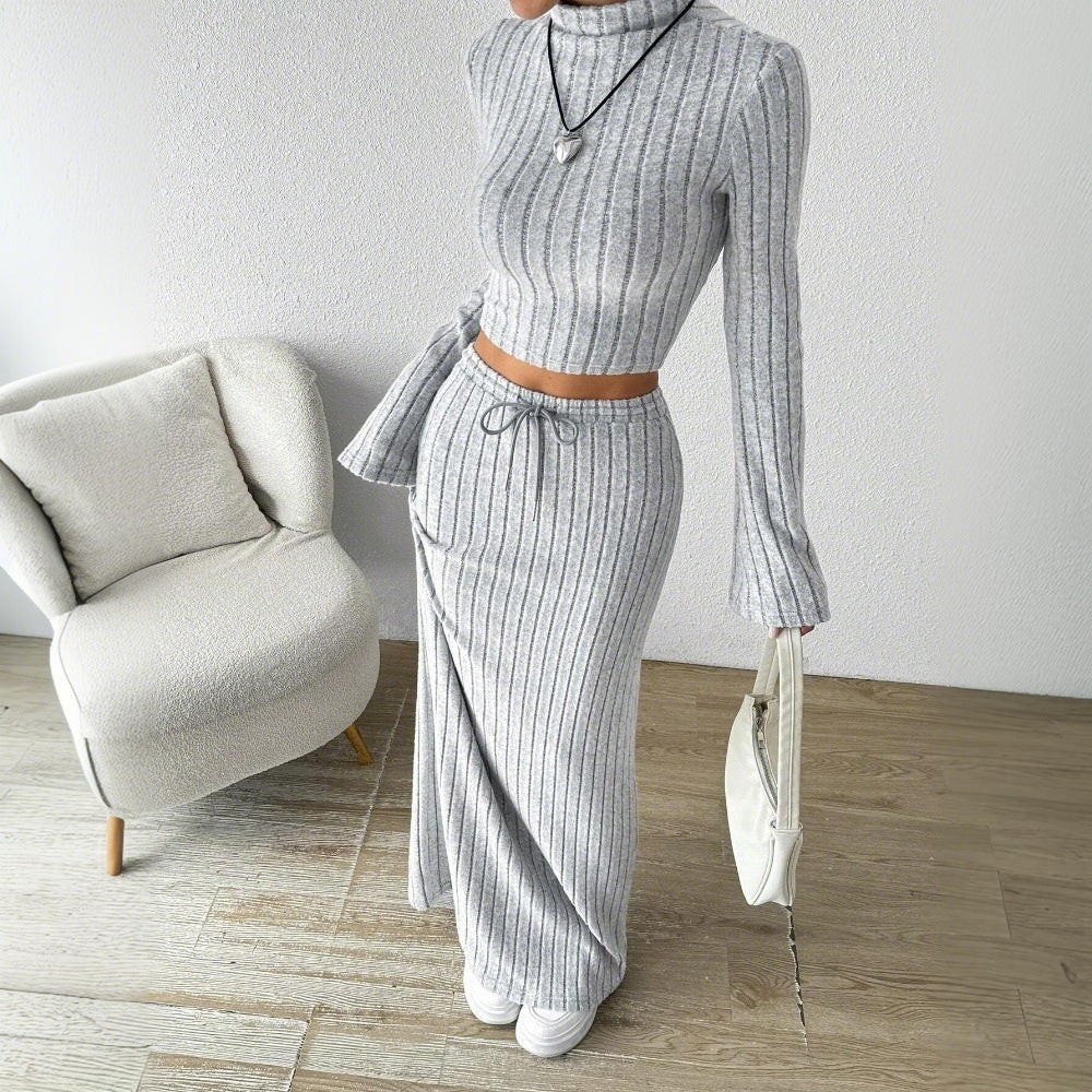 FLOWERSVERSE 2025 New women's clothing simple casual fashion set popular autumn and winter new versatile commuter knitted two-piece set