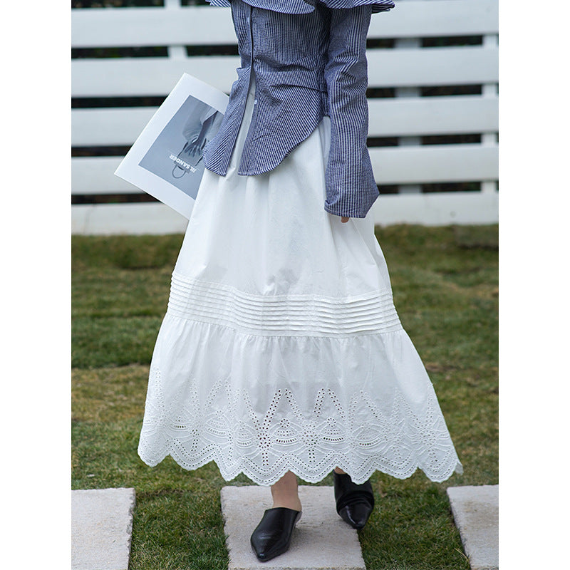 2025  spring new heavy industry  embroidery skirt high-end lace niche design long dress 8351