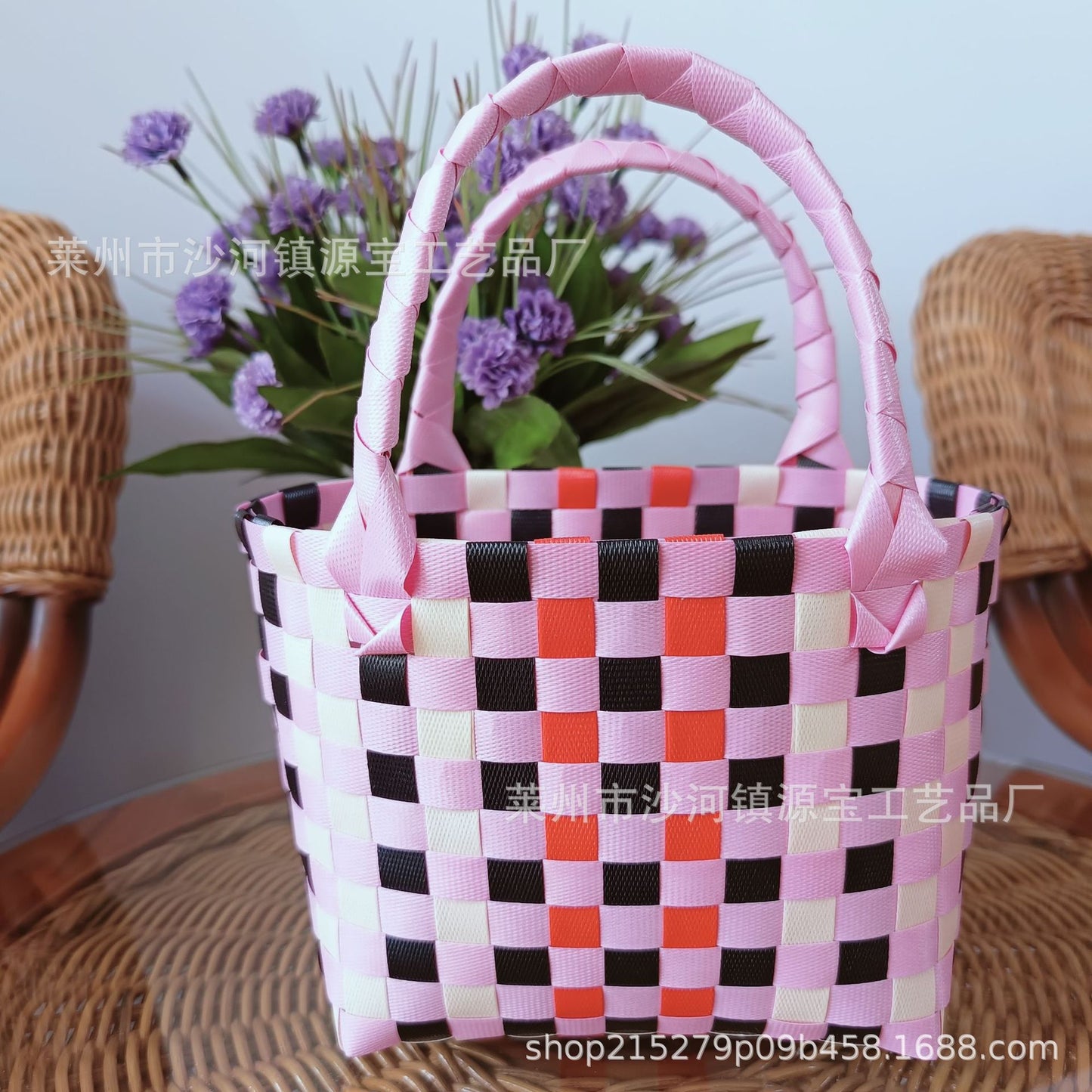 FLOWERSVERSE  Free Shipping Popular Small Bag Vegetable Basket PVC Woven Bag Open Children Small Clutch Hand Gift Bag Women's Bag