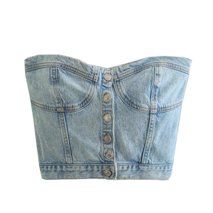 Popular trade New supply Sexy slim waist denim vest women