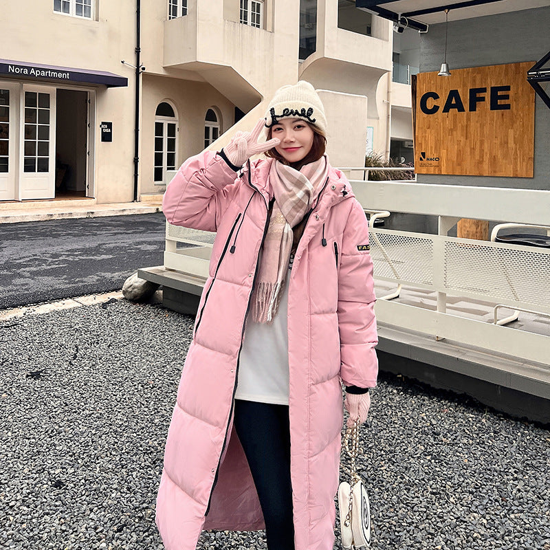 Down cotton-padded clothes women's 2025 winter new Korean version medium and long cotton-padded clothes women's letters thickened women's cotton-padded jackets trendy