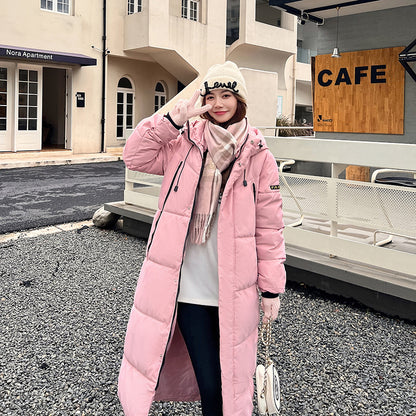 Down cotton-padded clothes women's 2025 winter new Korean version medium and long cotton-padded clothes women's letters thickened women's cotton-padded jackets trendy