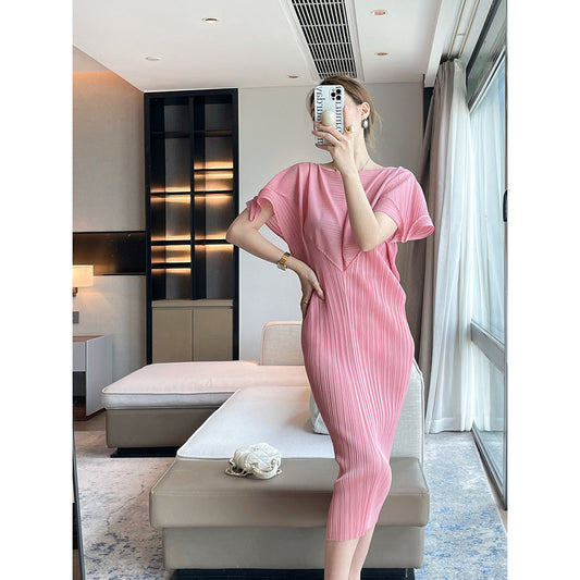 Folds  summer new slim-fitting design slim senior Miyake dress femininity elegant medium and long dress