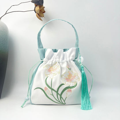 FLOWERSVERSE  Spring Outing with Embroidered Han Chinese Clothing Crossbody Bag Antiquity Bag Artistic Tassel National Style Casual All-Match Clutch Bag Large Capacity